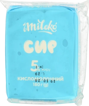 Сир кисломолочний «Mileko» 5% жиру, 180 г