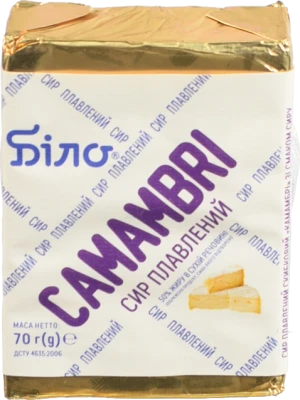 Сир плавлений Біло Камамбрі скибковий зі смаком сиру Камамбер 50% 70г