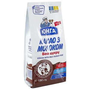 Какао з молоком без цукру Юнга 150г