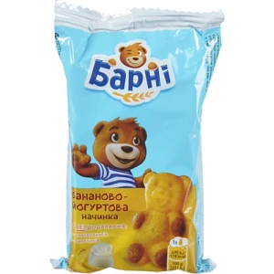 Тістечко бісквітне з бананово-йогуртовою начинкою Барні м/у 30г