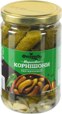 Корнішони Фазенда 300г мариновані пастеризовані