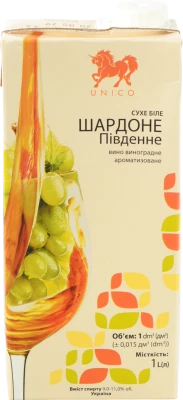 Вино Уніко 1л шардоне південне сухе біле