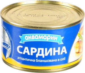 Сардина атлантична бланширована в олії Аквамарин з/б 230г