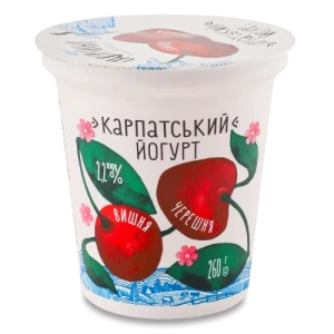 Йогурт 2.2% десертний з наповнювачем Вишня-черешня Карпатський Галичина ст 260г