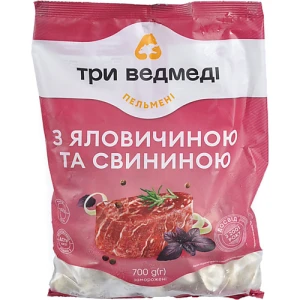 Пельмені з яловичиною та свининою Три ведмеді м/у 700г
