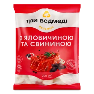 Пельмені з яловичиною та свининою Три ведмеді м/у 700г
