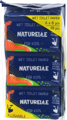 Туалетний папір Naturelle 6х8шт kids мультипак вологі