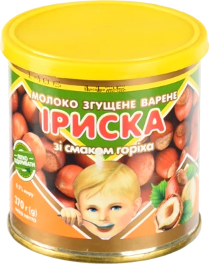 Молоко згущене 8.5% варене зі смаком горіху Іриска Первомайський МКК з/б 370г