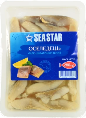 Оселедець філе Seastar 280г шматочки в олії