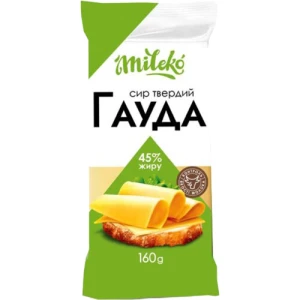 Сир твердий «Гауда» Mileko 45%, 160 г, брусок