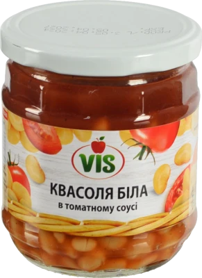 Квасоля Vis 410г біла в томатному соусі с.б