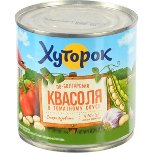 Квасоля Хуторок 410г по-болгарськи томатний соус з.б