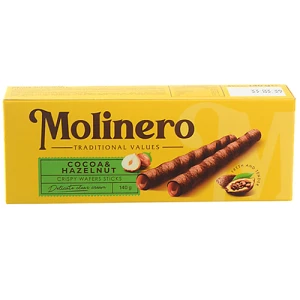 Вафельні трубочки Molinero 140г какао фундук