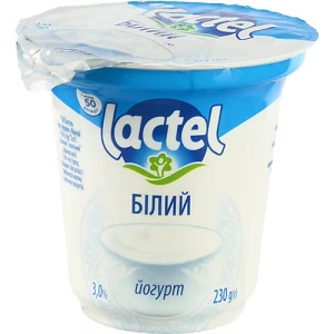 Йогурт Лактель 230г 3% білий ст.