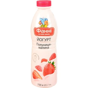 Йогурт 1% питний Полуниця-малина Фанні п/пл 750г