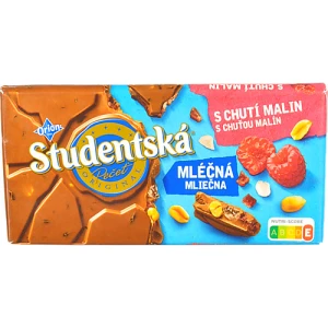 Шоколад молочний з арахісом желейними та малиновими шматочками Studentska м/у 170г