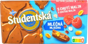 Шоколад молочний з арахісом желейними та малиновими шматочками Studentska м/у 170г