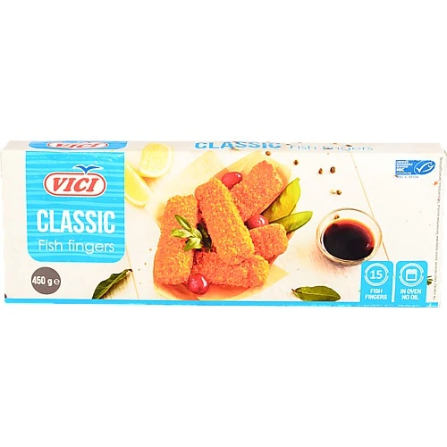 Палички рибні заморожені зі шматочків філе в паніровці Classic Vici к/у 450г