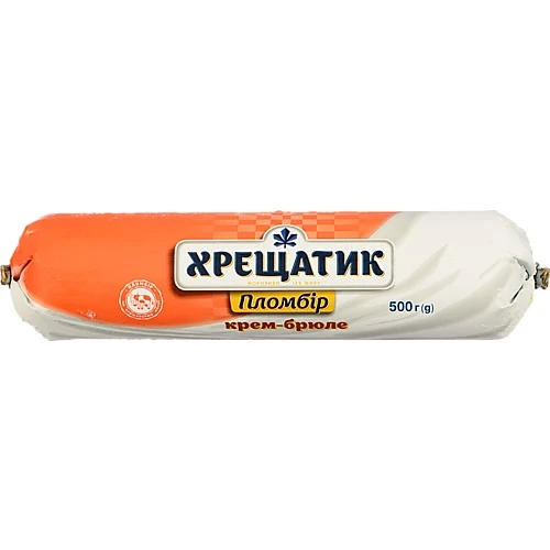 Морозиво Хладік 500г Хрещатик Пломбір Крем-брюле 12%