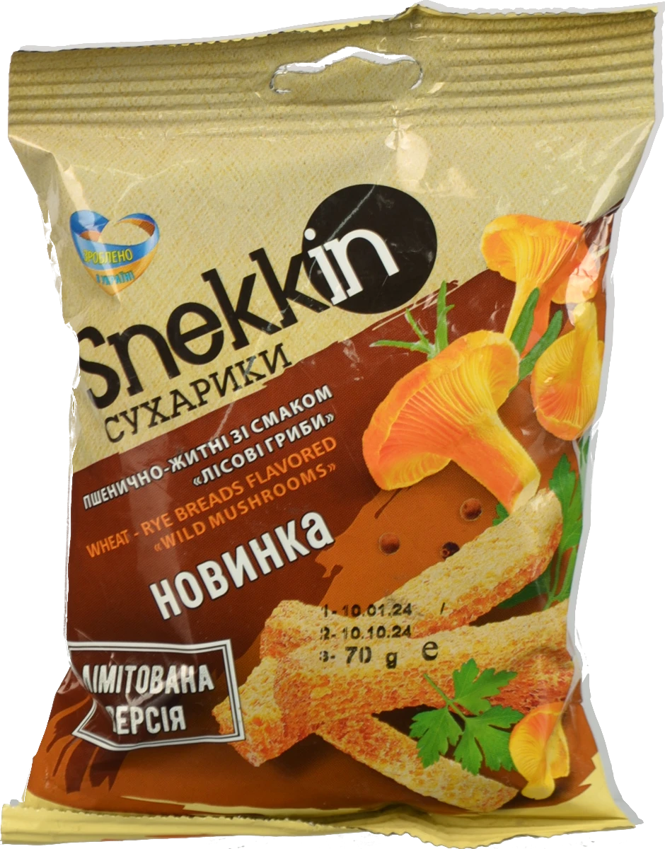 Сухарики пшенично-житні Лісові гриби Snekkin м/у 70г