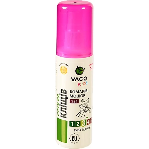 Спрей Vaco Kids 3в1 від комарів, кліщів та мошок для дітей від 1 року (80 мл)