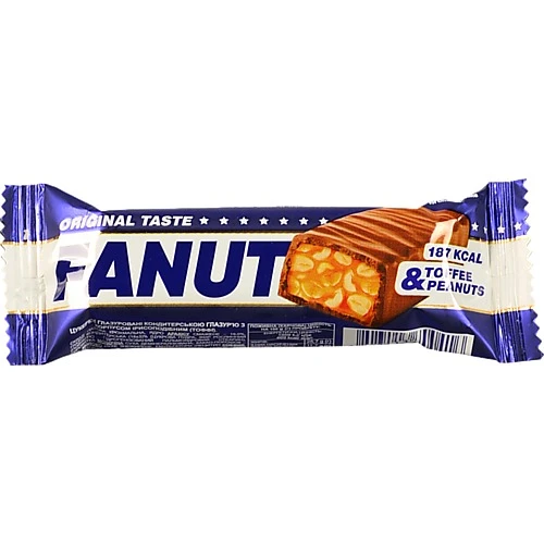 Шоколадний батон Fanut 40г горіх та ірис