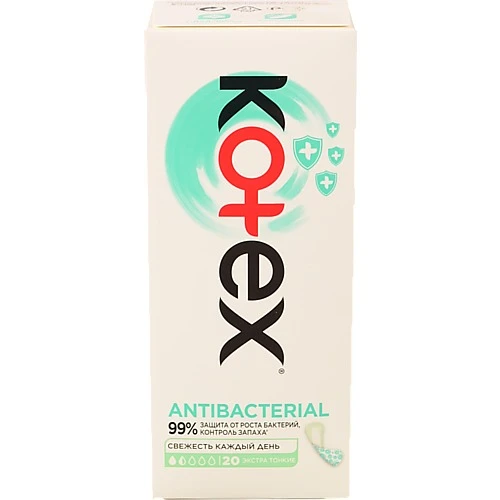 Прокладки щоденні екстра тонкі Antibacterial Kotex 20шт