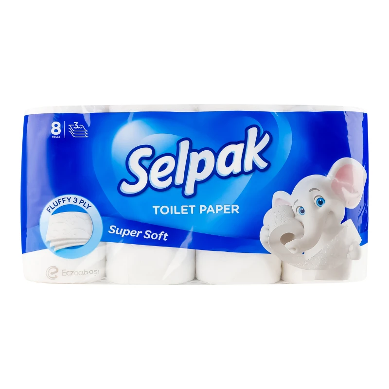 Папір туалетний 3-х шаровий Super Soft Selpak 8шт