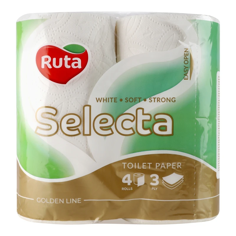 Папір туалетний 3-х шаровий Selecta Ruta 4шт