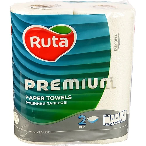 Рушники паперові 2-х шарові Premium Ruta 2шт