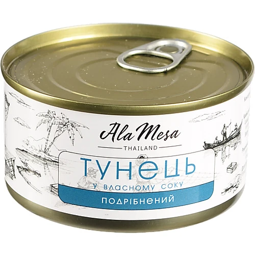 Тунець AlaMesa 185г подрібнений у власному соку