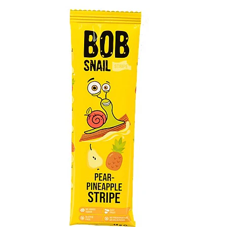Цукерка фруктова Pear-pineapple Stripe Bob Snail м/у 14г
