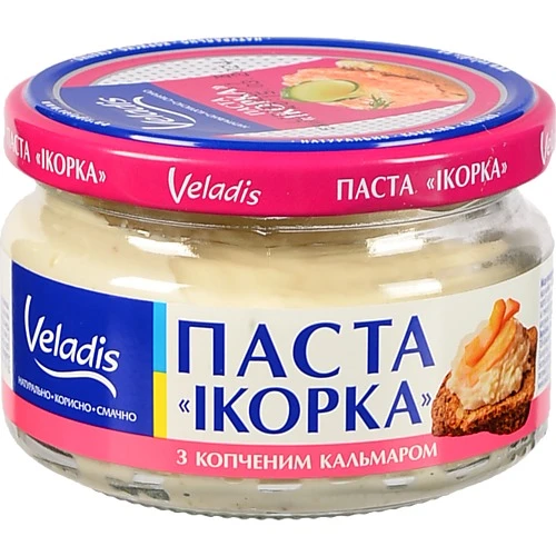 Паста з ікрою атлантичних риб з копченим кальмаром Ікорка Veladis с/б 160г