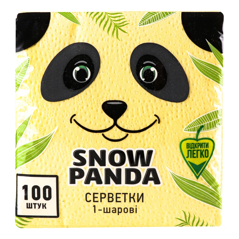 Серветки столові паперові одношарові жовті Snow Panda 100шт