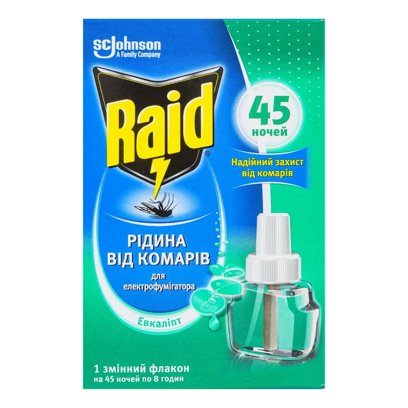 Рідина від комарів Raid з евкаліптом 45 ночей 32.9 мл