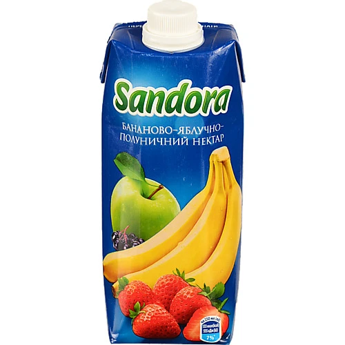 Нектар бананово-яблучно-полуничний з м'якоттю Sandora т/п 500мл