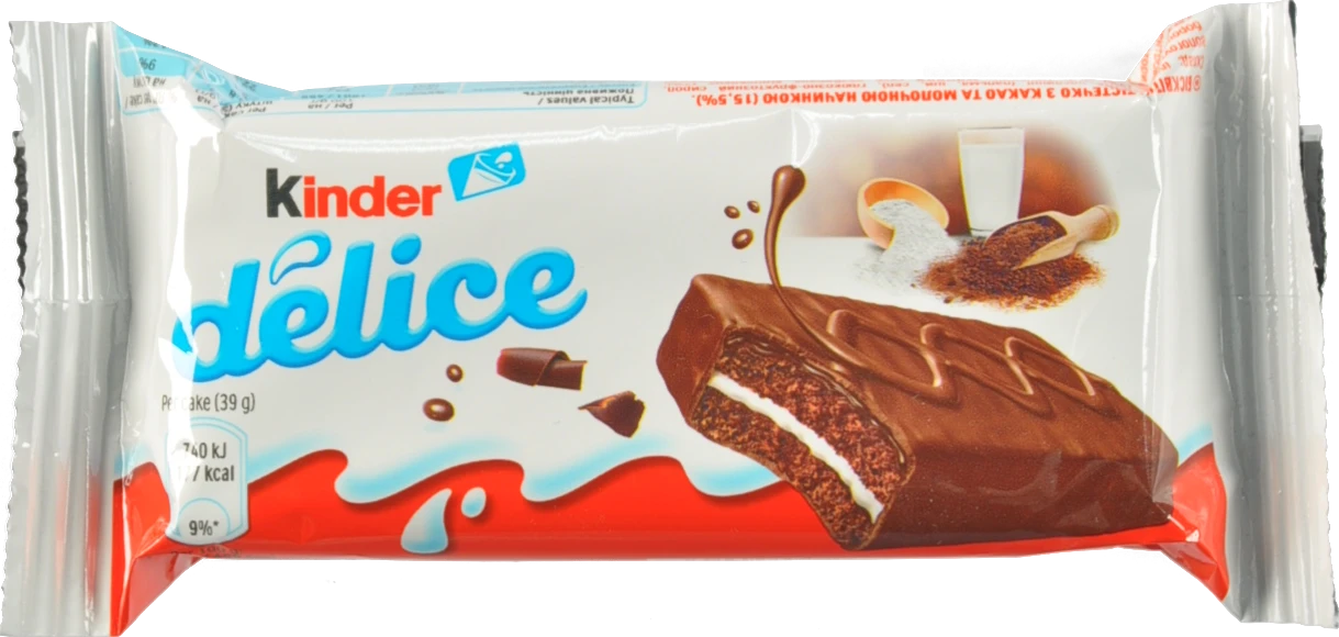 Тістечко бісквітне з какао та молочною начинкою Delice Kinder м/у 39г