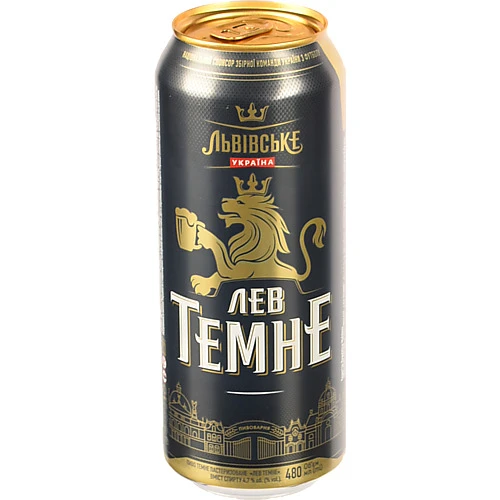 Пиво Львівське Лев Темне 480мл 4.7% темне пастеризоване
