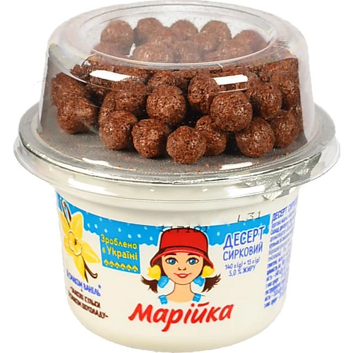 Десерт Марійка 5% сирковий Ваніль + шоколадні злакові кульки 155г