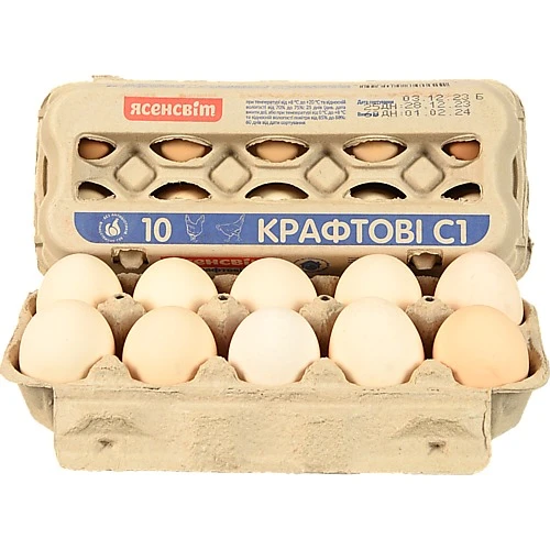 Яйця курячі Ясенсвіт С1 (10 шт) крафтове пакування