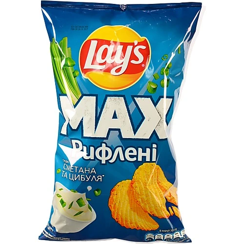 Чипси картопляні Сметана та цибуля Рифлені Max Lay's м/у 120г