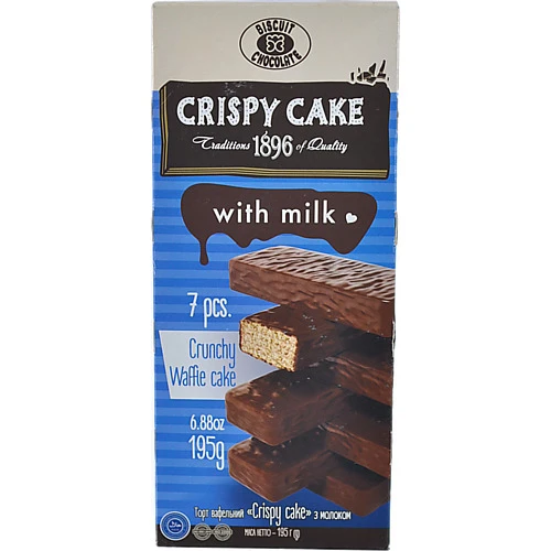 Торт вафельний з молоком Crispy Cake Biscuit Chocolate к/у 195г