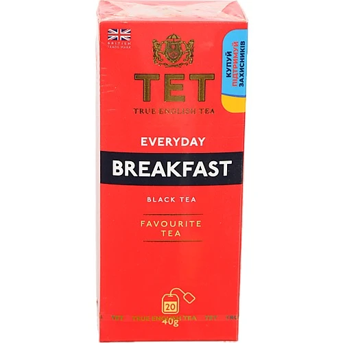 Чай чорний байховий дрібний Everyday Breakfast TET к/у 20х2г