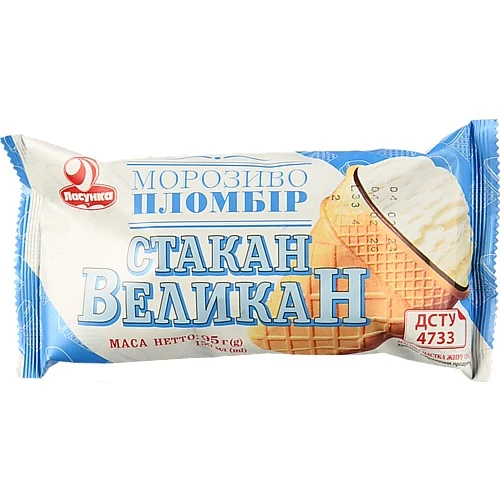 Морозиво 15% пломбір Стакан Великан Ласунка м/у 95г