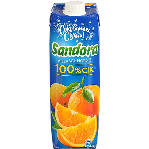 Сік відновлений неосвітлений апельсиновий Sandora т/п 0.95л