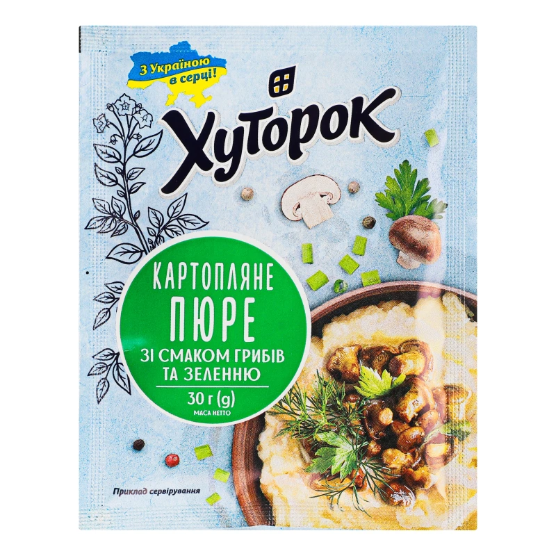 Пюре картопляне зі смаком грибів та зеленню Хуторок м/у 30г