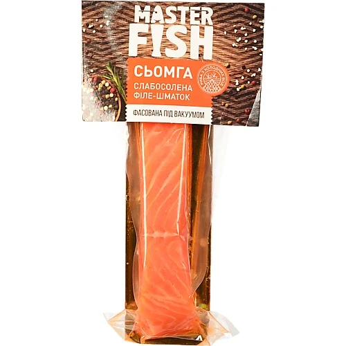 Філе сьомги Master Fish 180г на шкірі слабосолене