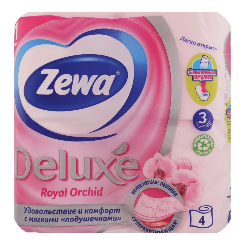 Папір туалетний 3 шаровий ароматизований Deluxe Royal Orchid Zewa 4шт
