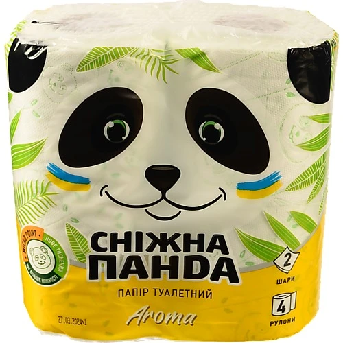 Папір туалетний 2-х шаровий Aroma Сніжна панда 4шт