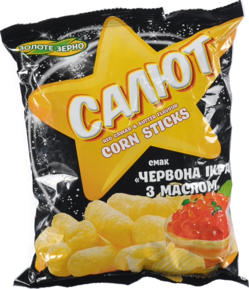 Палички кукурудзяні зі смаком червоної ікри з маслом Салют Золоте Зерно м/у 45г